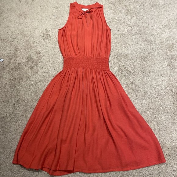 Brochu Walker Francine Boho Sleeveless Dress Smocked Waist Size Small Vermillion - Picture 4 of 13